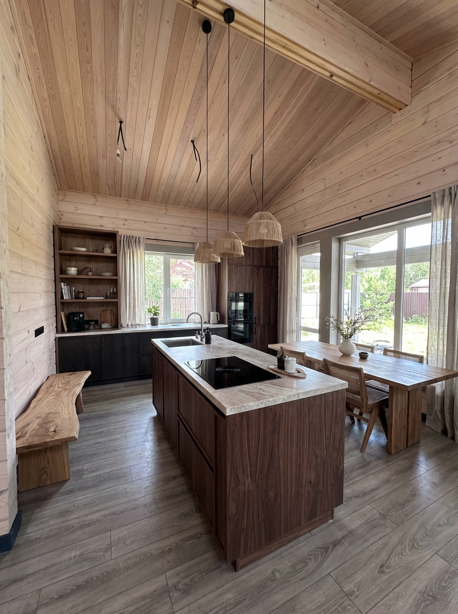 Дизайн кухни в стиле Japandi — фото интерьера от нейросети RoomGPT