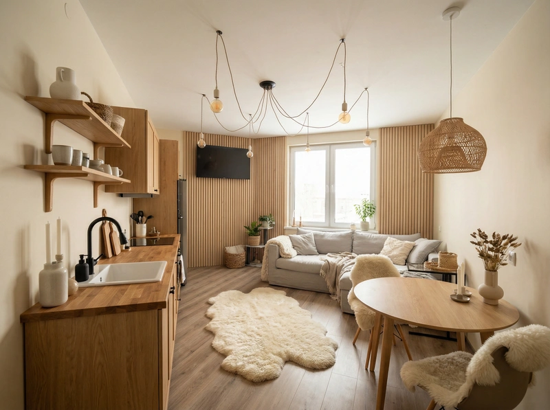 Дизайн интерьера в стиле Хюгге — Кухня от нейросети RoomGPT