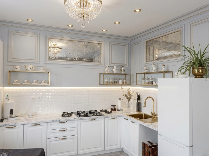 Дизайн кухни в стиле Неоклассика — фото интерьера от нейросети RoomGPT