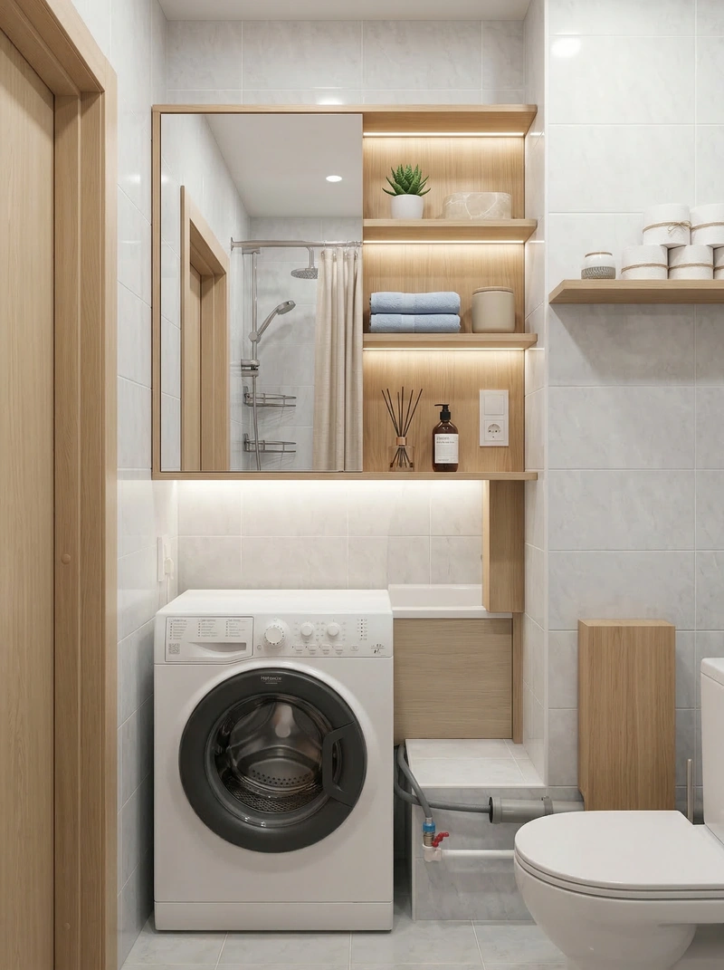 Дизайн ванной в стиле Сканди — фото интерьера от нейросети RoomGPT