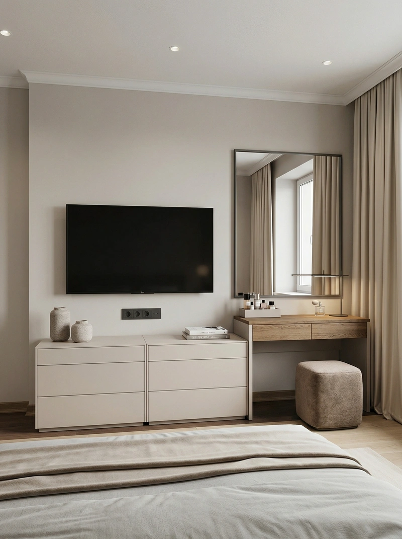 Дизайн спальни в стиле Контемпорари — фото интерьера от нейросети RoomGPT