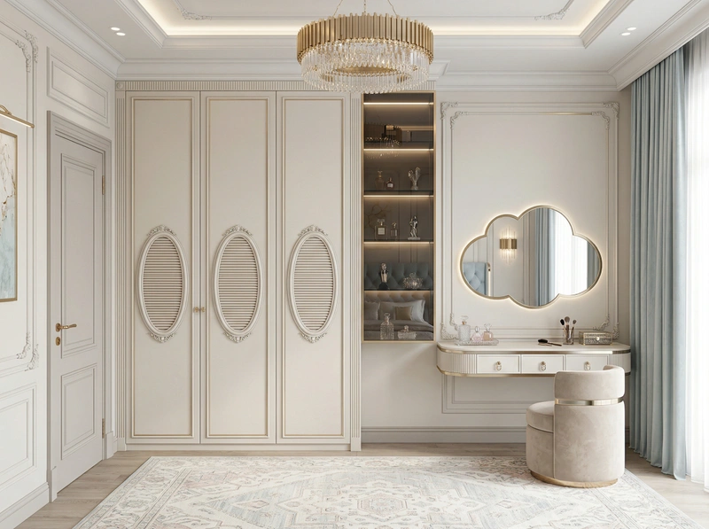 Дизайн спальни в стиле Неоклассика — фото интерьера от нейросети RoomGPT