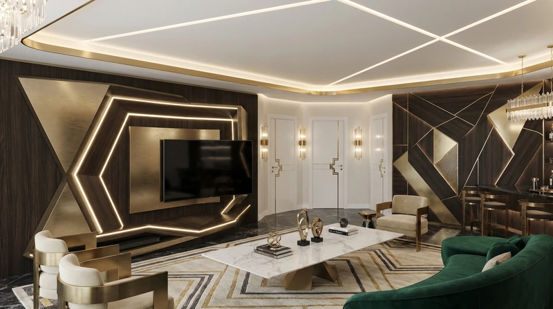 Дизайн интерьера в стиле Контемпорари — Гостиная от нейросети RoomGPT