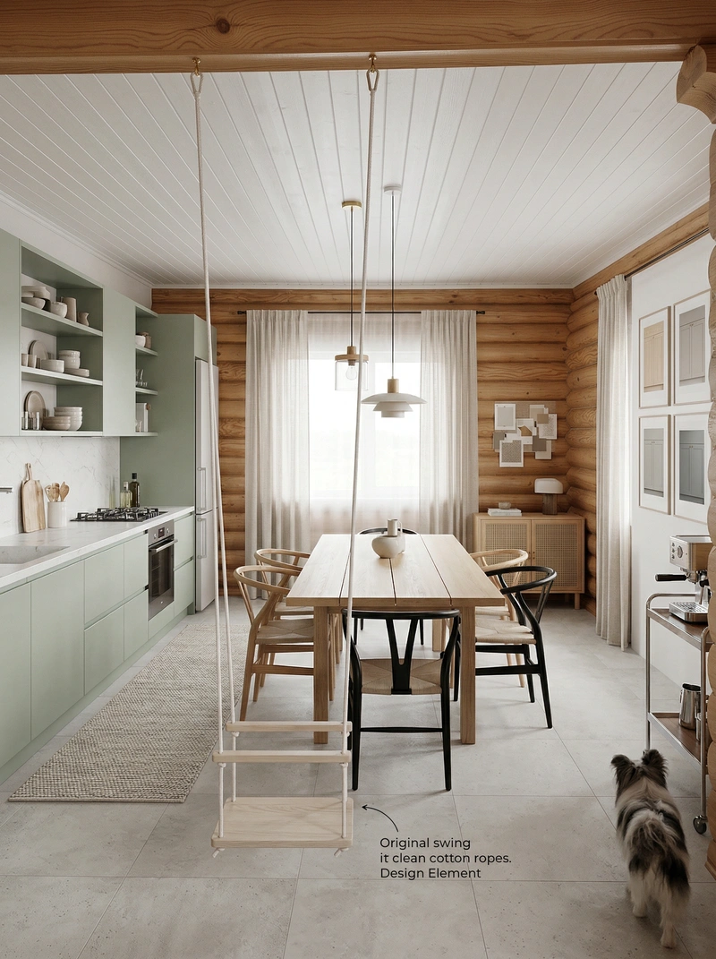 Дизайн интерьера в стиле Сканди — Кухня от нейросети RoomGPT