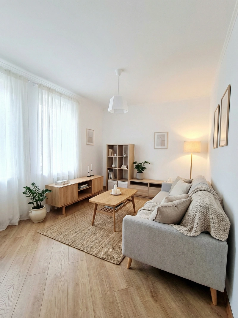 Дизайн интерьера в стиле Хюгге — Гостиная от нейросети RoomGPT