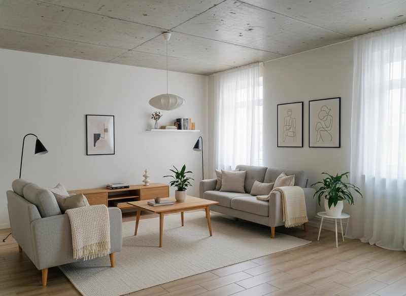 Дизайн интерьера в стиле Хюгге — Гостиная от нейросети RoomGPT