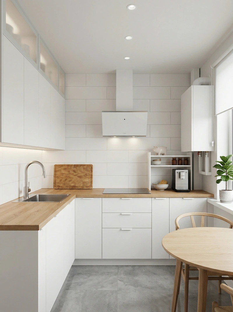 Дизайн кухни в стиле Сканди — фото интерьера от нейросети RoomGPT