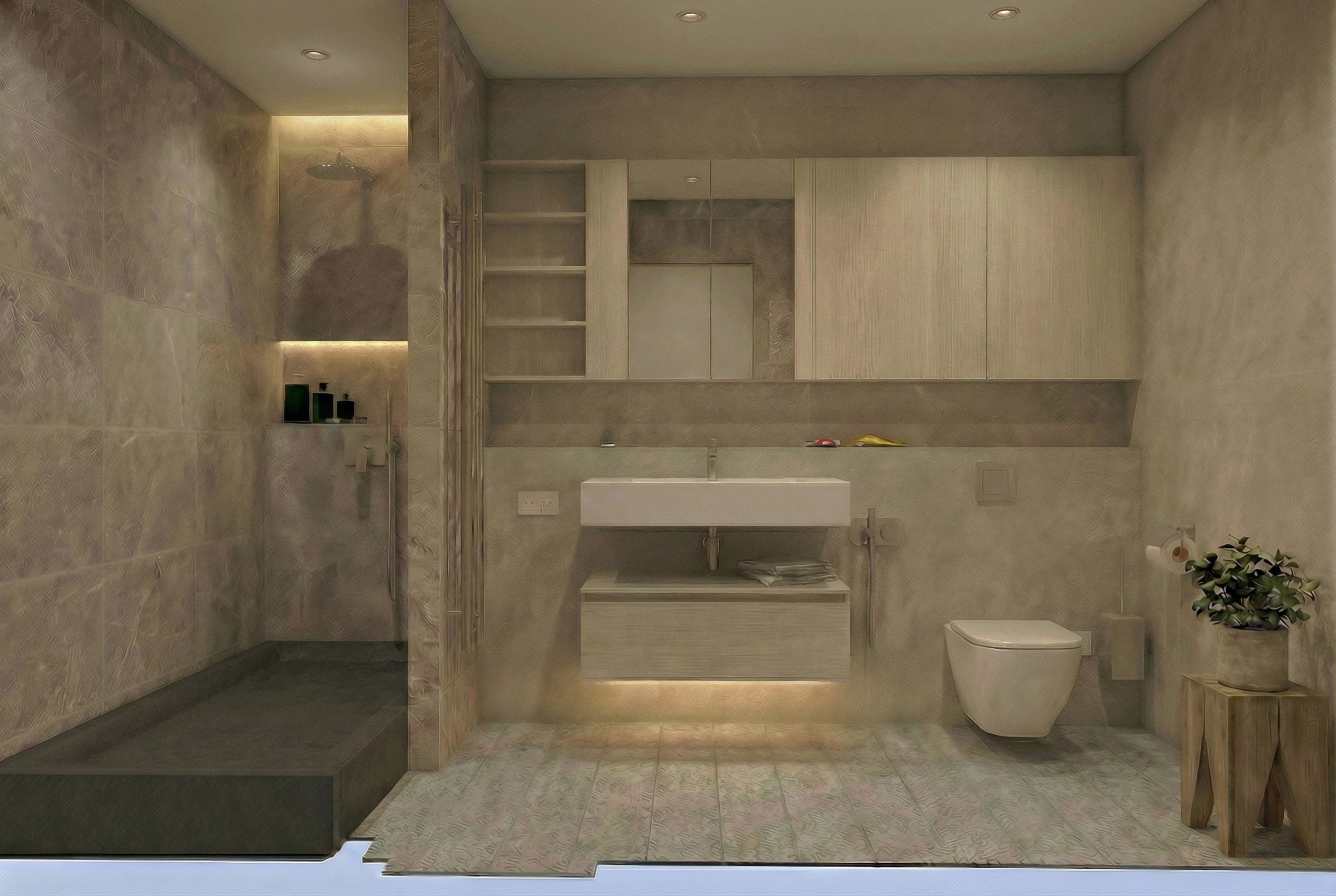 Дизайн ванной в стиле Минимализм — фото интерьера от нейросети RoomGPT