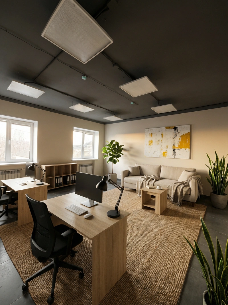 Дизайн интерьера в стиле Хюгге — Кабинет от нейросети RoomGPT