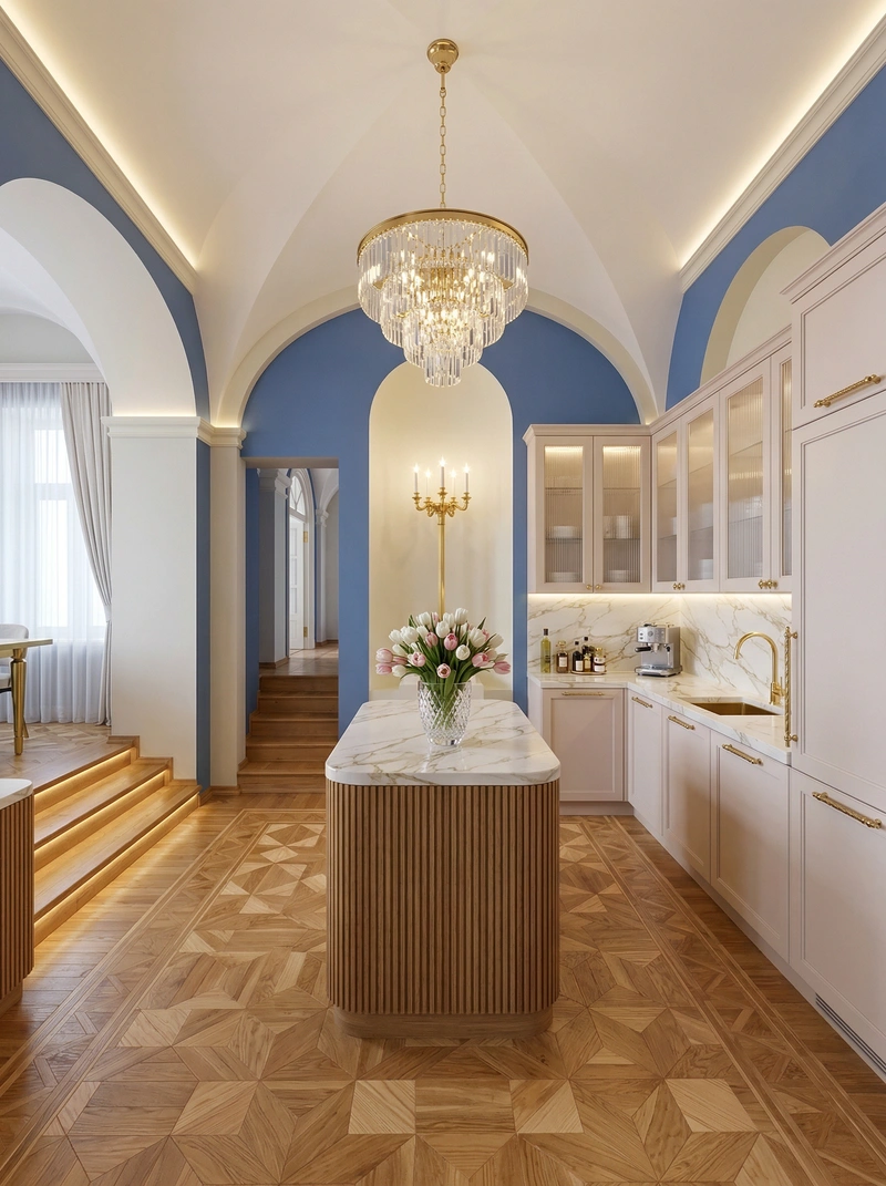 Дизайн интерьера в стиле Неоклассика — Кухня от нейросети RoomGPT