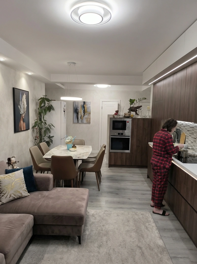 Дизайн интерьера в стиле Контемпорари — Гостиная от нейросети RoomGPT