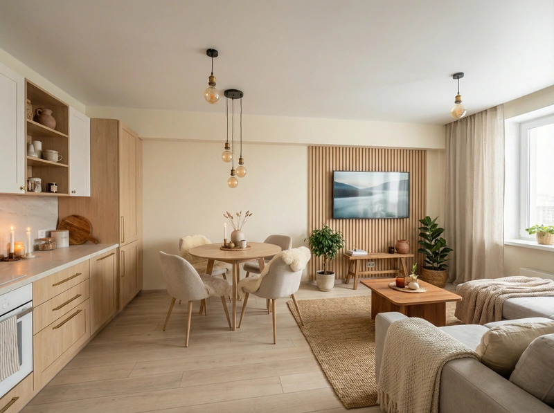 Дизайн интерьера в стиле Хюгге — Кухня от нейросети RoomGPT