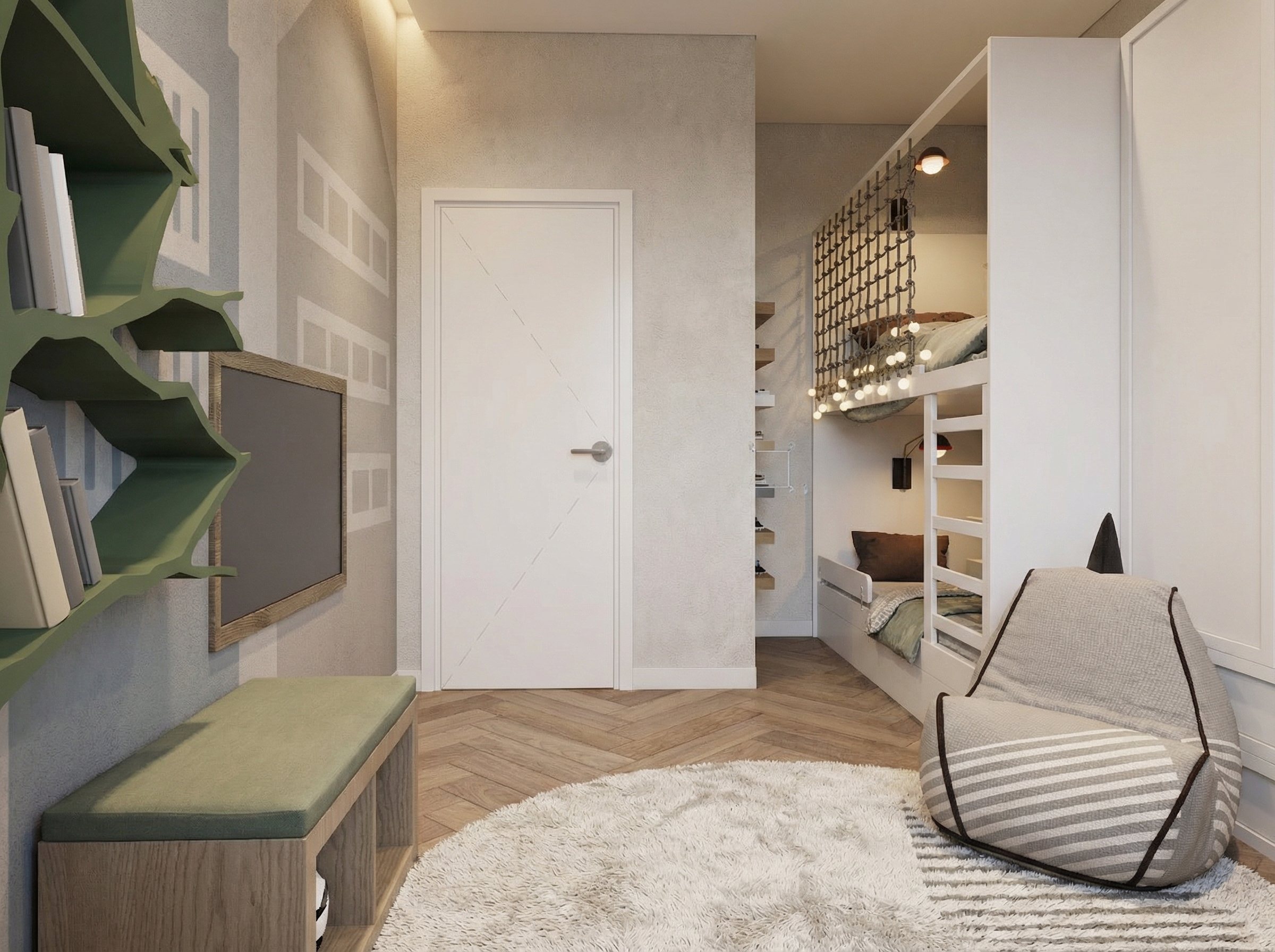 Дизайн детской в стиле Контемпорари — фото интерьера от нейросети RoomGPT