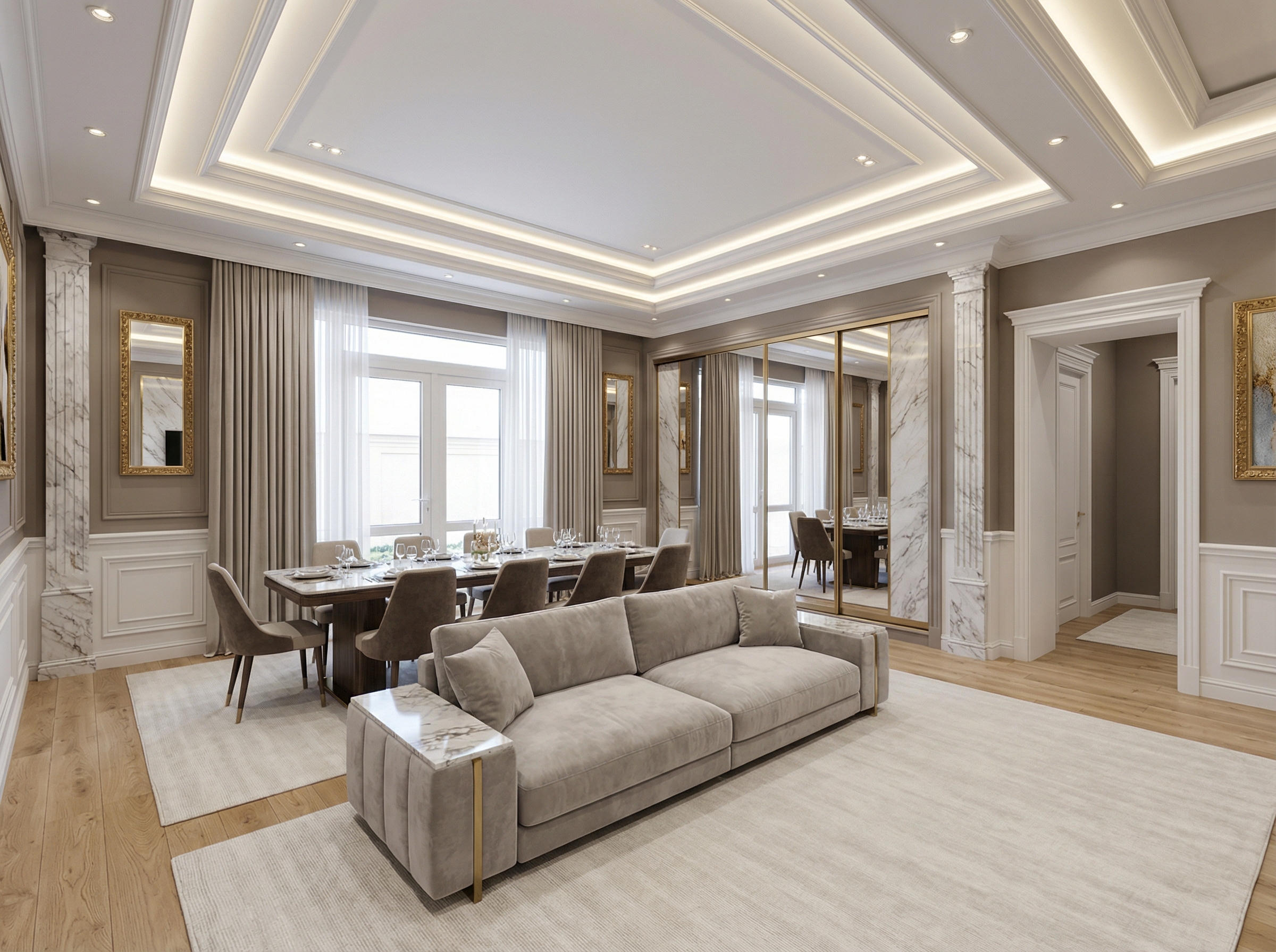 Дизайн гостиной в стиле Классика — фото интерьера от нейросети RoomGPT