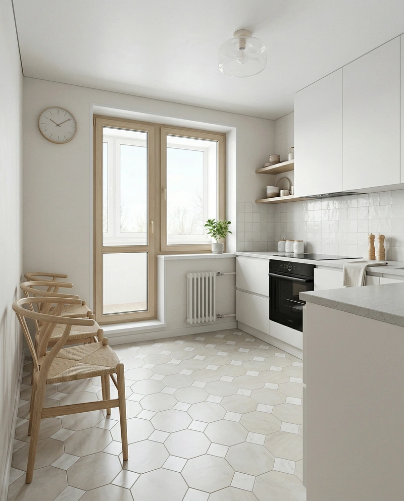 Дизайн кухни в стиле Сканди — фото интерьера от нейросети RoomGPT