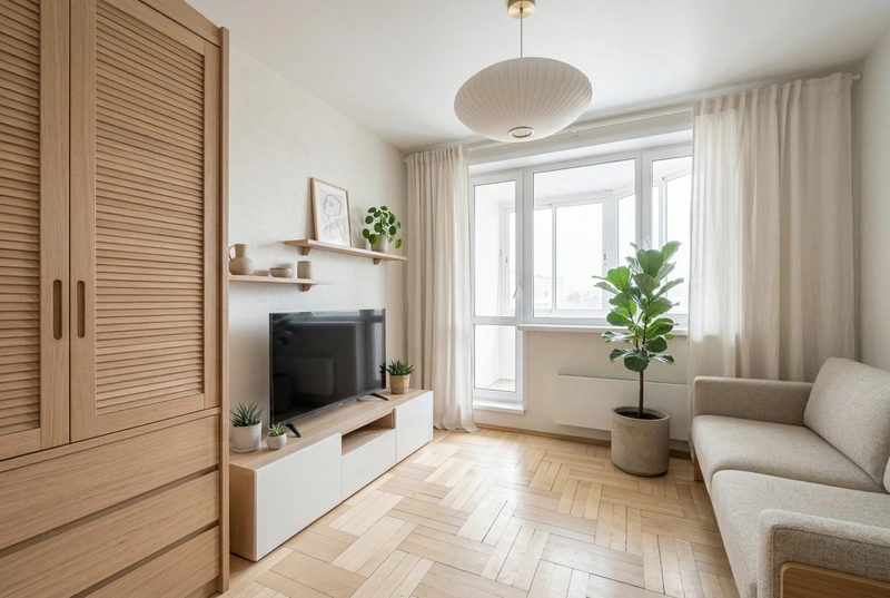 Дизайн гостиной в стиле Сканди — фото интерьера от нейросети RoomGPT