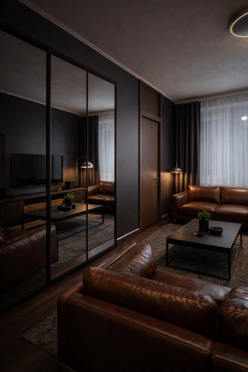 Дизайн гостиной в стиле Блэктэк — фото интерьера от нейросети RoomGPT