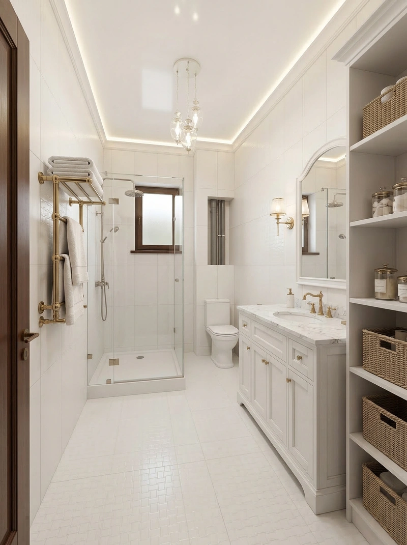 Дизайн ванной в стиле Классика — фото интерьера от нейросети RoomGPT