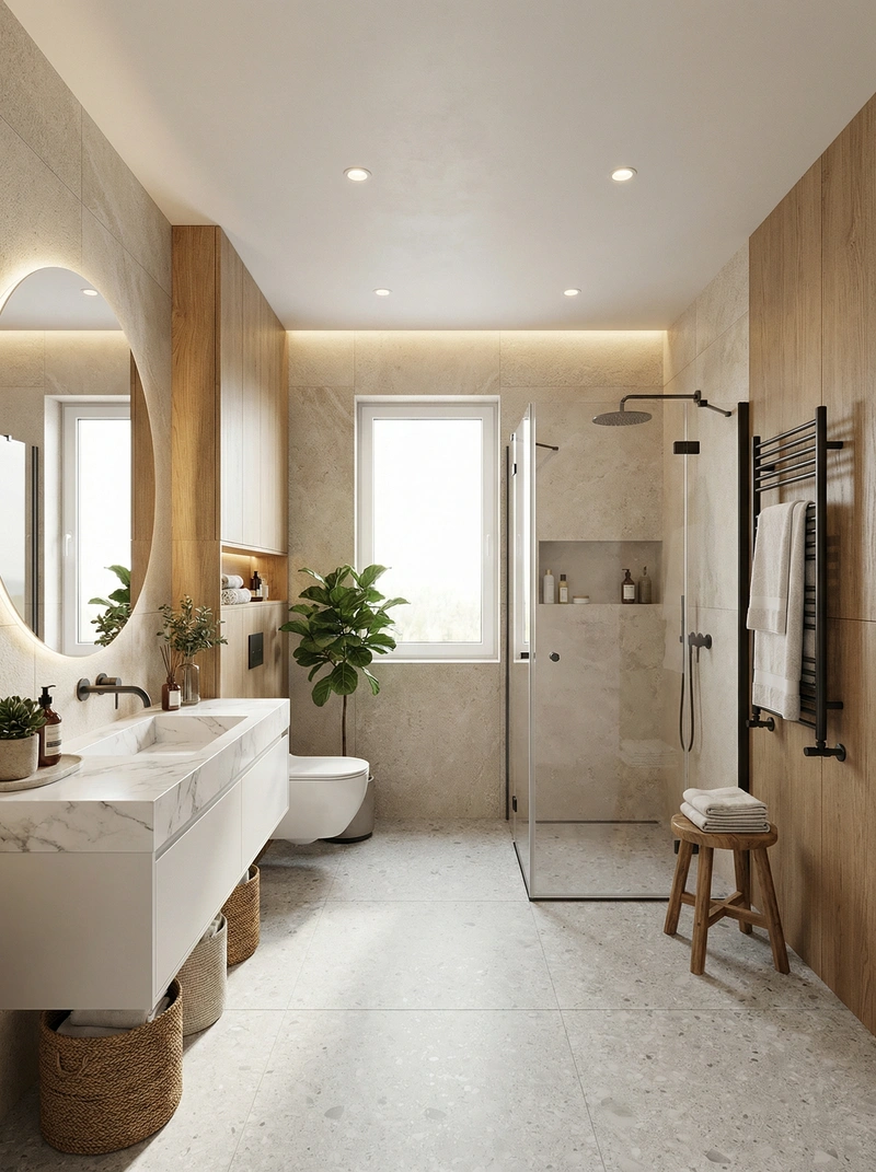 Дизайн интерьера в стиле Сканди — Ванная от нейросети RoomGPT