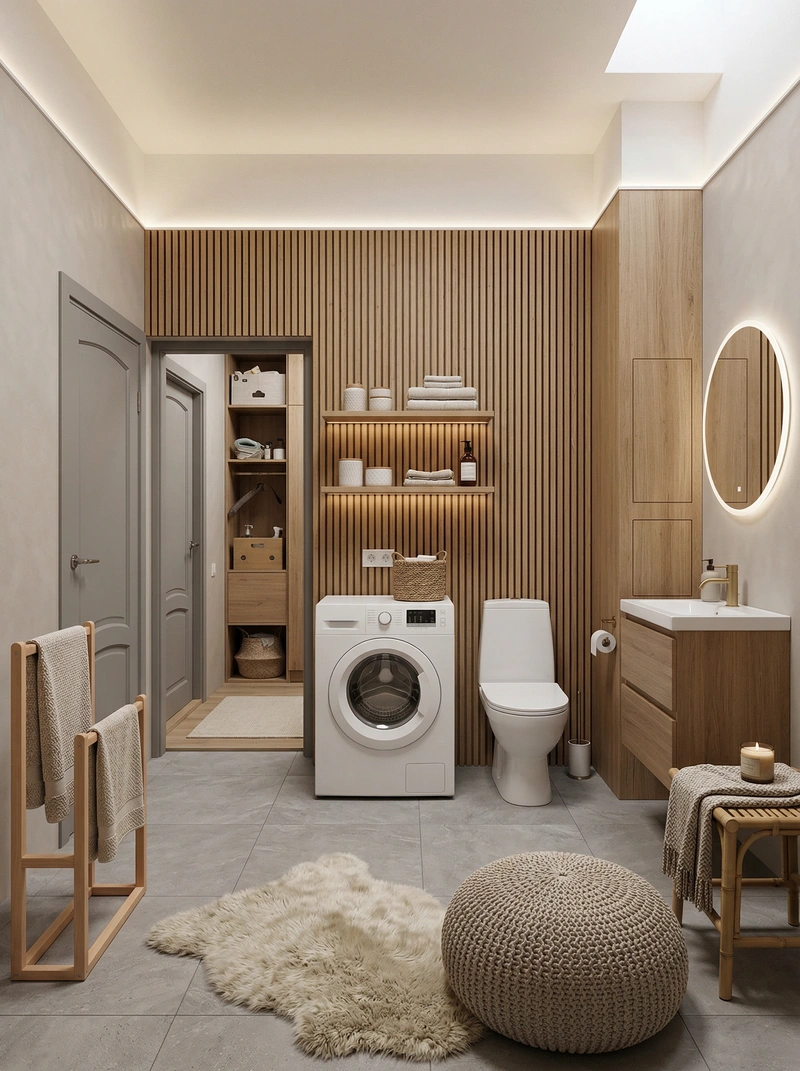 Дизайн интерьера в стиле Хюгге — Ванная от нейросети RoomGPT