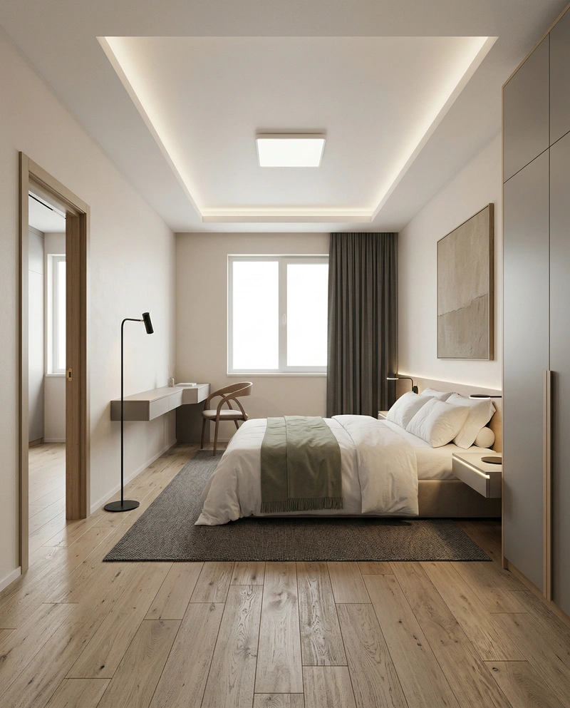Дизайн спальни в стиле Минимализм — фото интерьера от нейросети RoomGPT