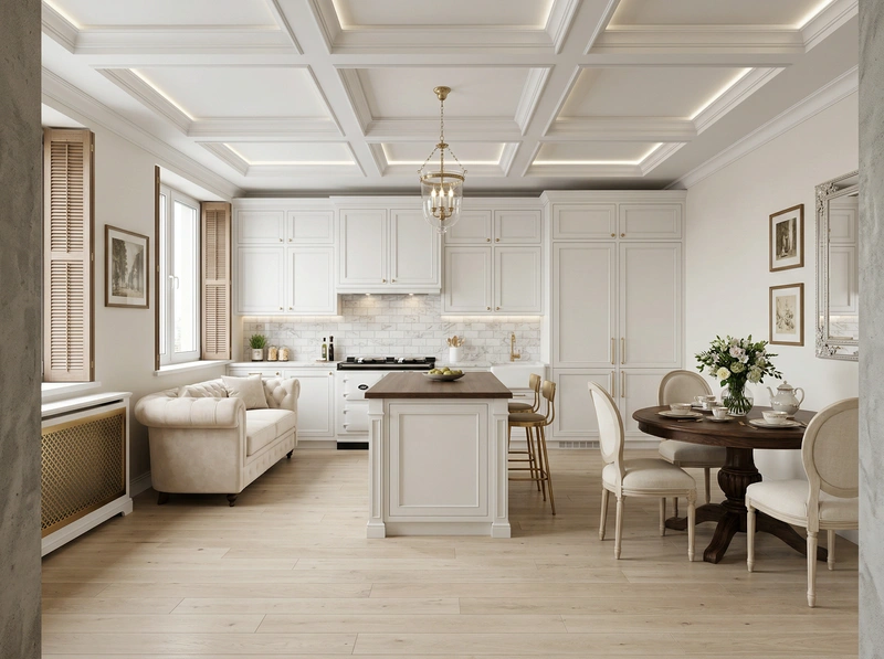 Дизайн интерьера в стиле Классика — Кухня от нейросети RoomGPT