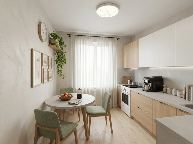 Дизайн кухни в стиле Сканди — фото интерьера от нейросети RoomGPT
