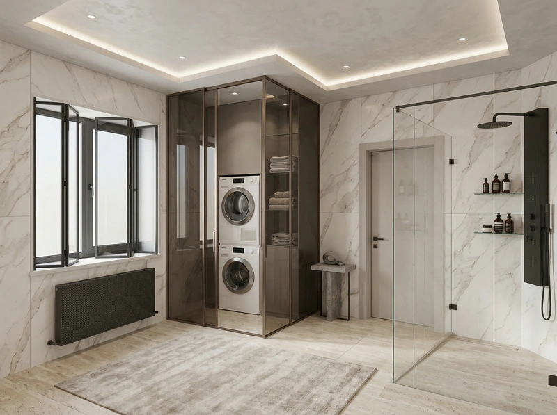 Дизайн ванной в стиле Контемпорари — фото интерьера от нейросети RoomGPT