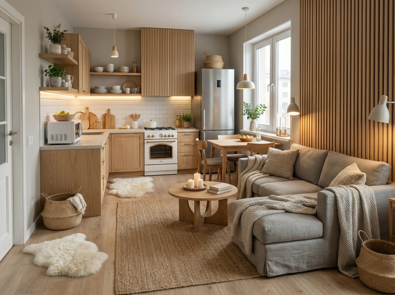 Дизайн интерьера в стиле Хюгге — Кухня от нейросети RoomGPT