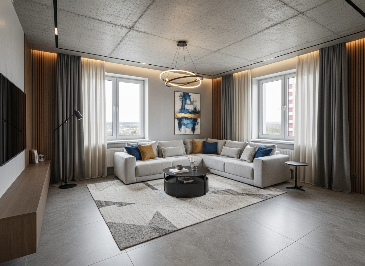 Дизайн гостиной в стиле Контемпорари — фото интерьера от нейросети RoomGPT