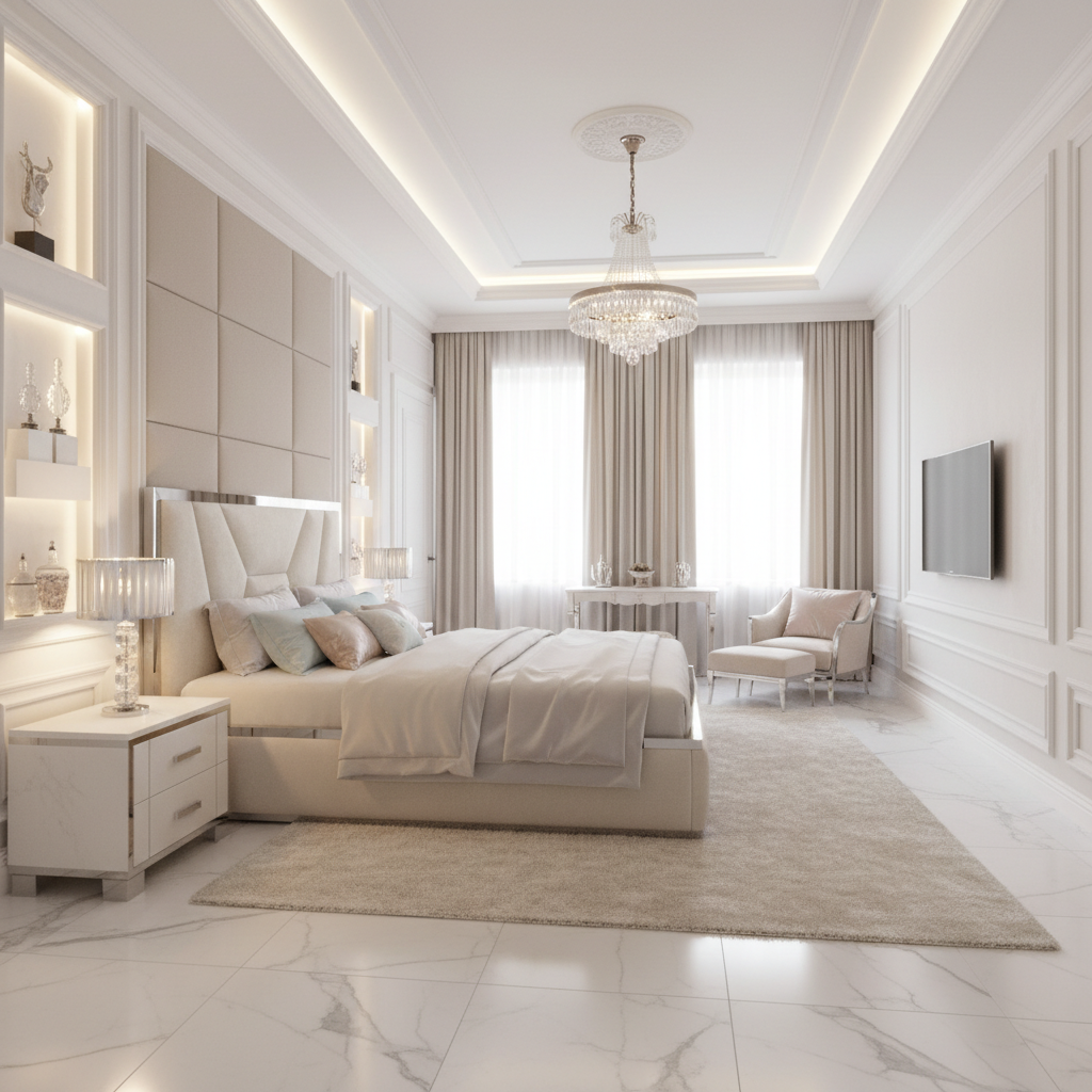 Дизайн спальни в стиле Классика — фото интерьера от нейросети RoomGPT