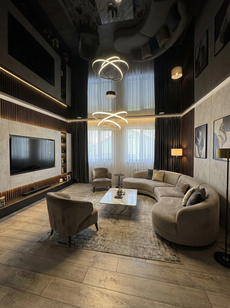 Дизайн интерьера в стиле Контемпорари — Гостиная от нейросети RoomGPT