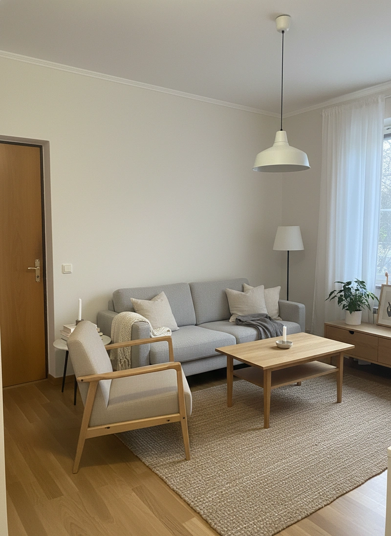 Дизайн интерьера в стиле Хюгге — Гостиная от нейросети RoomGPT