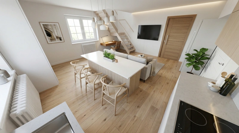 Дизайн кухни в стиле Сканди — фото интерьера от нейросети RoomGPT