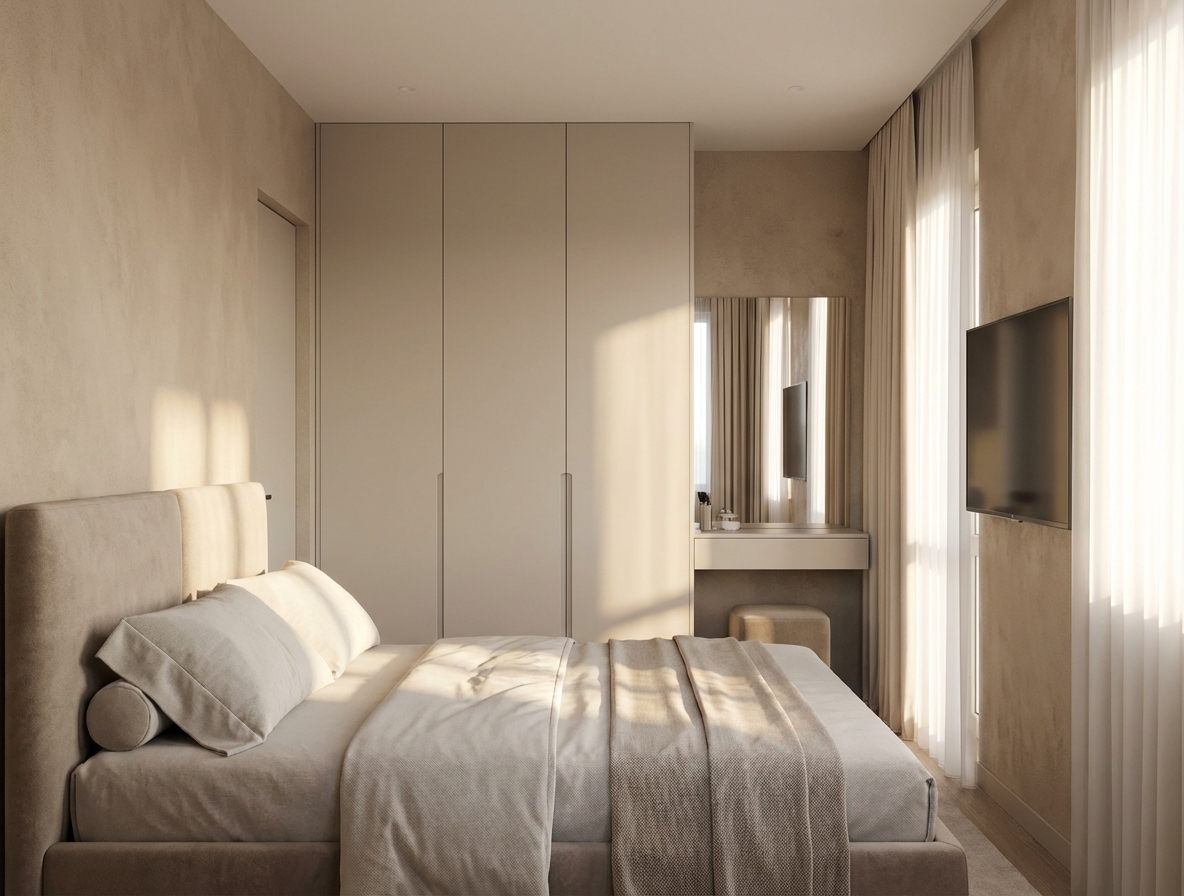 Дизайн спальни в стиле Минимализм — фото интерьера от нейросети RoomGPT