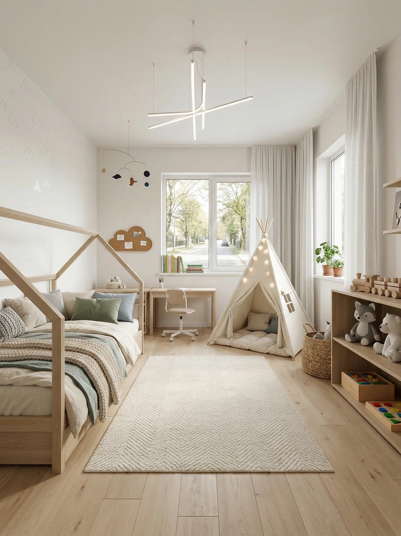 Дизайн детской в стиле Хюгге — фото интерьера от нейросети RoomGPT
