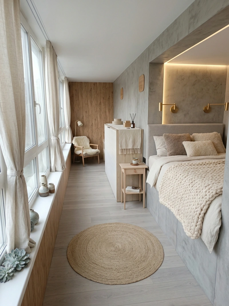 Дизайн спальни в стиле Хюгге — фото интерьера от нейросети RoomGPT