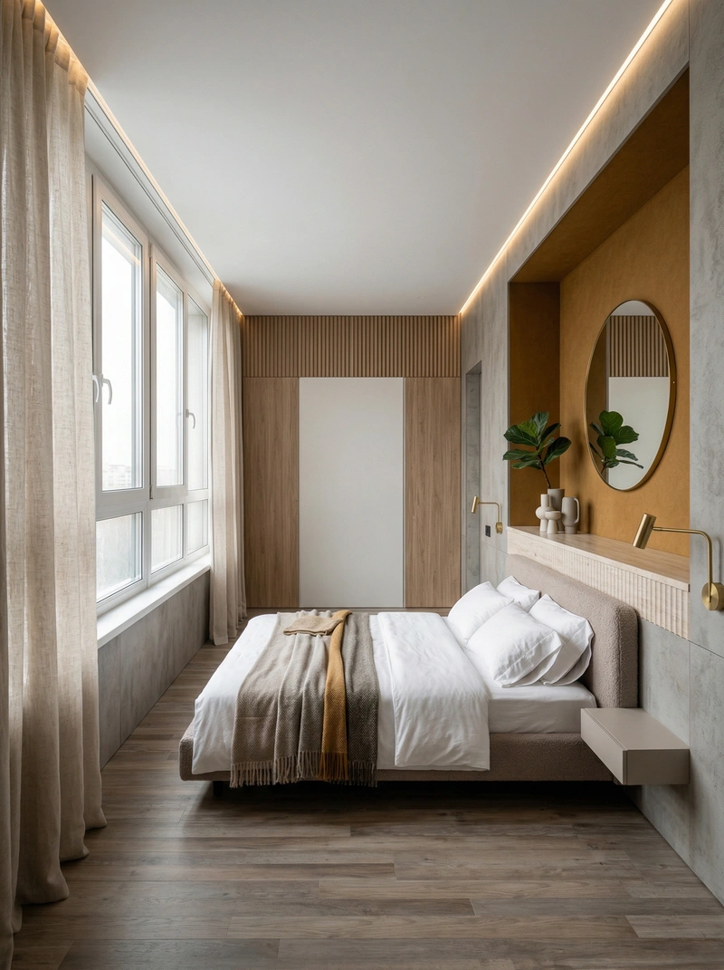 Дизайн спальни в стиле Минимализм — фото интерьера от нейросети RoomGPT