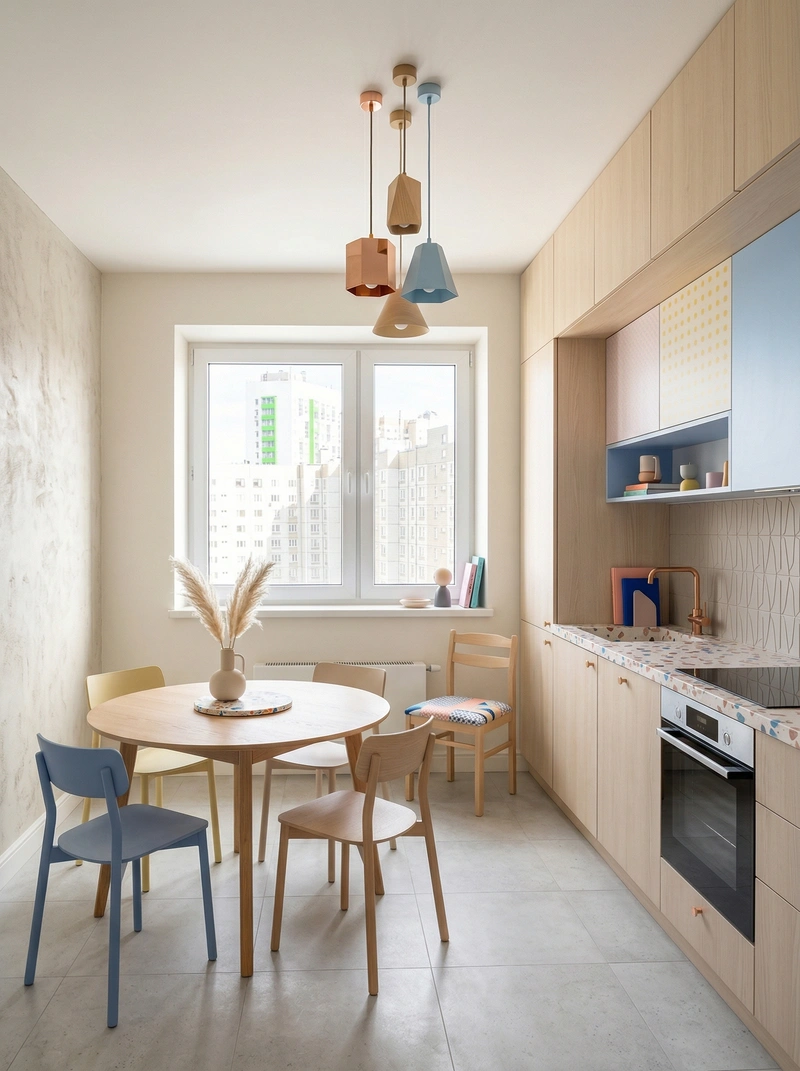 Дизайн кухни в стиле Сканди — фото интерьера от нейросети RoomGPT