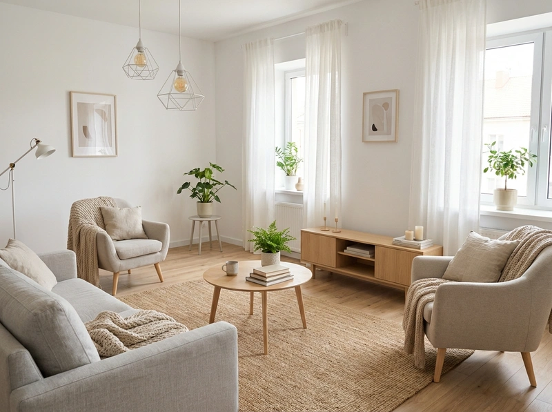 Дизайн интерьера в стиле Хюгге — Гостиная от нейросети RoomGPT