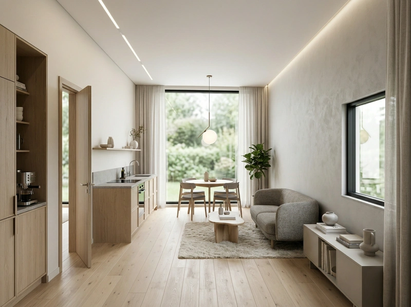 Дизайн кухни в стиле Сканди — фото интерьера от нейросети RoomGPT