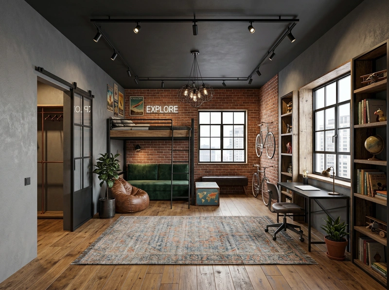 Дизайн интерьера в стиле Лофт — Детская от нейросети RoomGPT