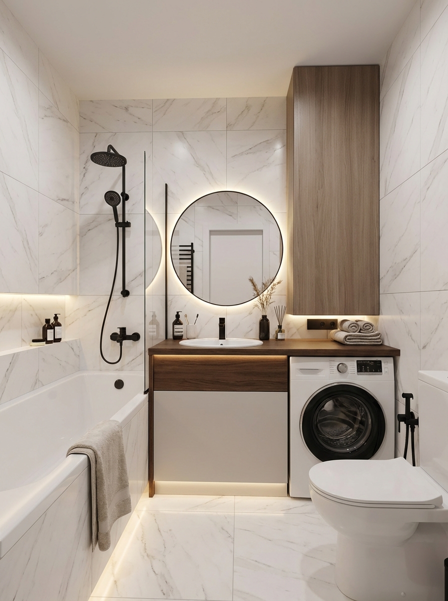 Дизайн ванной в стиле Минимализм — фото интерьера от нейросети RoomGPT