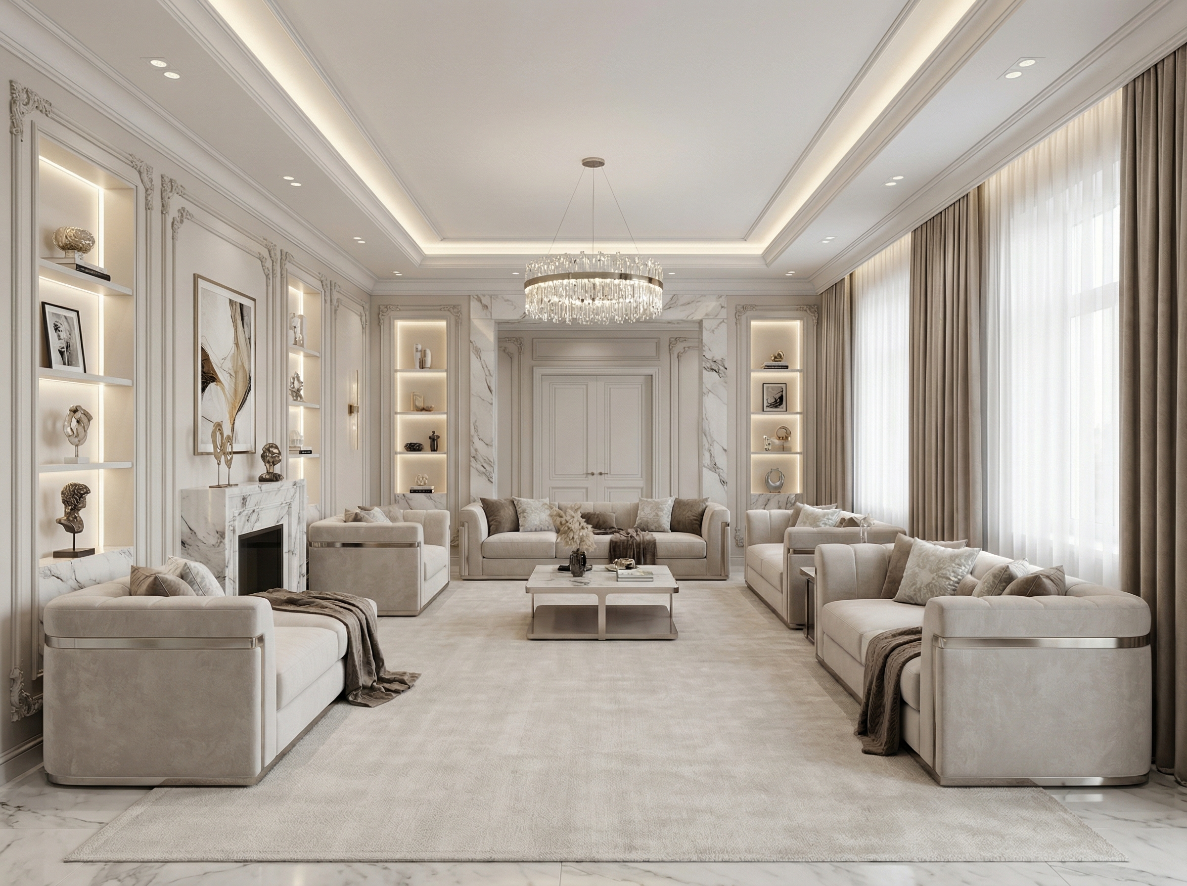 Дизайн гостиной в стиле Классика — фото интерьера от нейросети RoomGPT