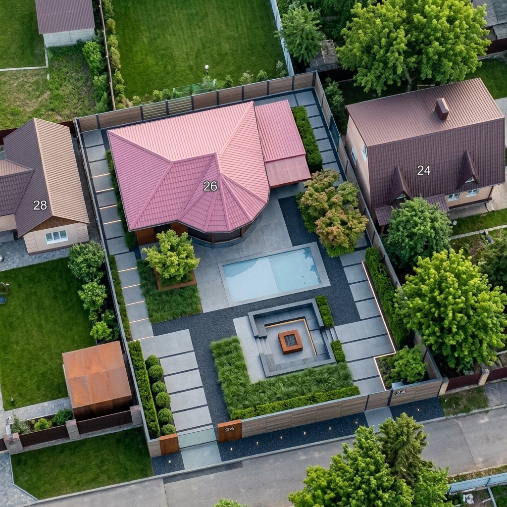 Ландшафтный дизайн в стиле Минимализм — Участок от нейросети RoomGPT