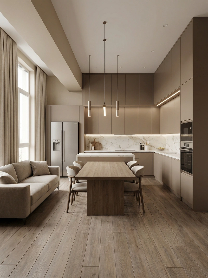 Дизайн интерьера в стиле Контемпорари — Кухня от нейросети RoomGPT