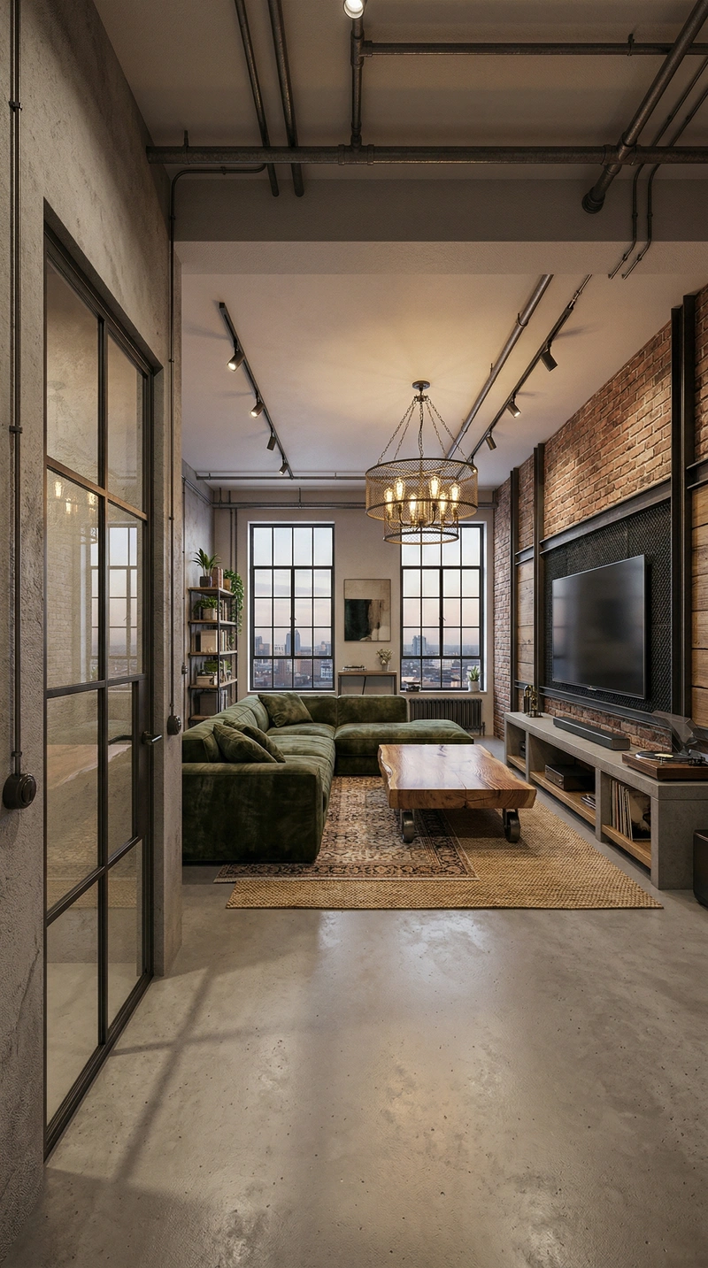 Дизайн гостиной в стиле Лофт — фото интерьера от нейросети RoomGPT