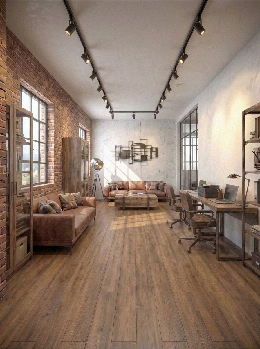 Дизайн гостиной в стиле Лофт — фото интерьера от нейросети RoomGPT