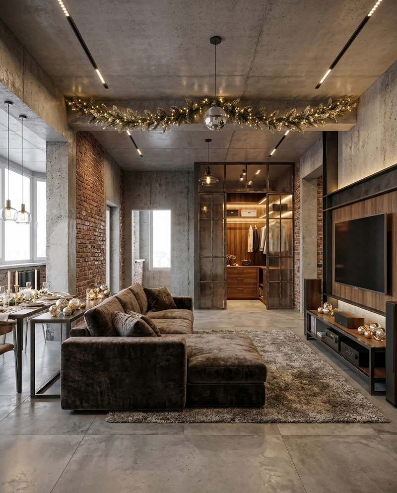 Дизайн гостиной в стиле Лофт — фото интерьера от нейросети RoomGPT