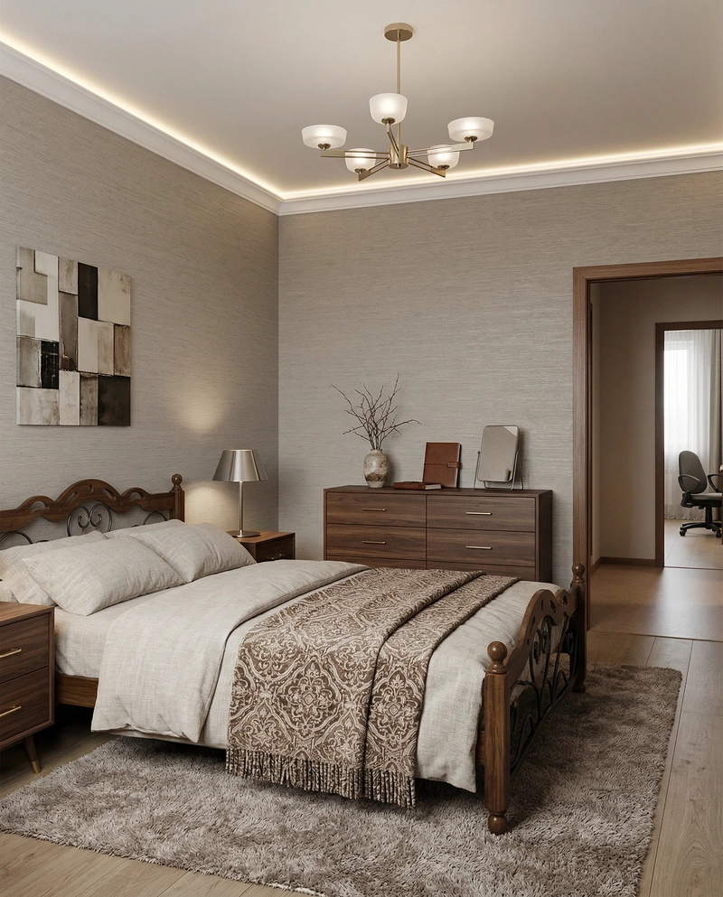 Дизайн интерьера в стиле Контемпорари — Спальня от нейросети RoomGPT